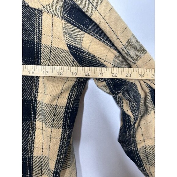 Lucky Brand Shirt Jacket Women's Black Tan Button Plaid Pockets Shacket Small S - Picture 9 of 10